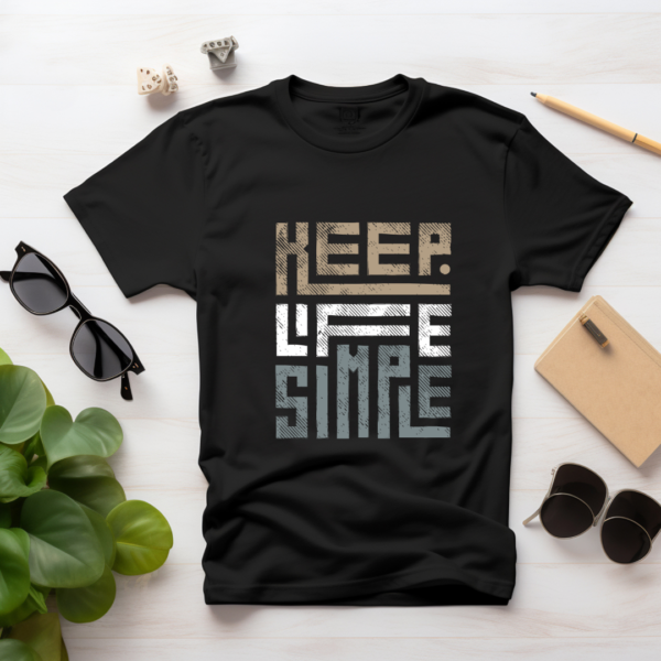 Men Inspirational Graphic Printed Keep It Simple Supima Cotton Black Half-Sleeve Round Neck T-shirt - Image 2
