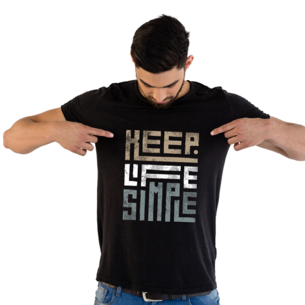 Men Inspirational Graphic Printed Keep It Simple Supima Cotton Black Half-Sleeve Round Neck T-shirt - Image 3