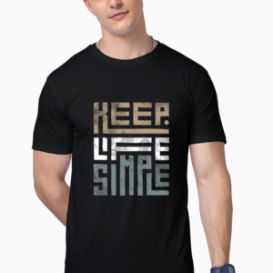 Men Inspirational Graphic Printed Keep It Simple Supima Cotton Black Half-Sleeve Round Neck T-shirt