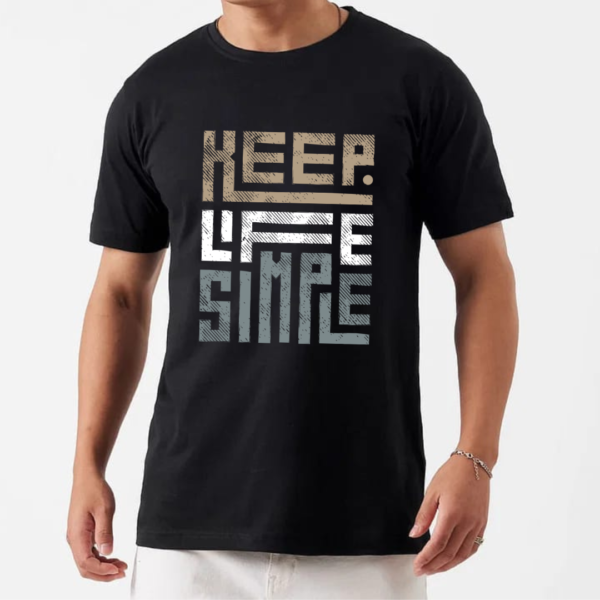 Men Inspirational Graphic Printed Keep It Simple Supima Cotton Black Half-Sleeve Round Neck T-shirt - Image 4