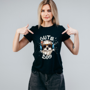 Pet lover Women Supima Cotton Graphic Printed Premium Black T-shirt