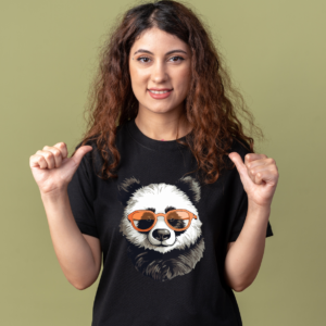 Pet lover Women Supima Cotton cute Panda Graphic Printed Premium T-shirt