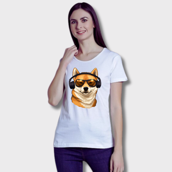 Pet lover Women Supima Cotton Graphic Dog Printed Premium Black T-shirt - Image 2