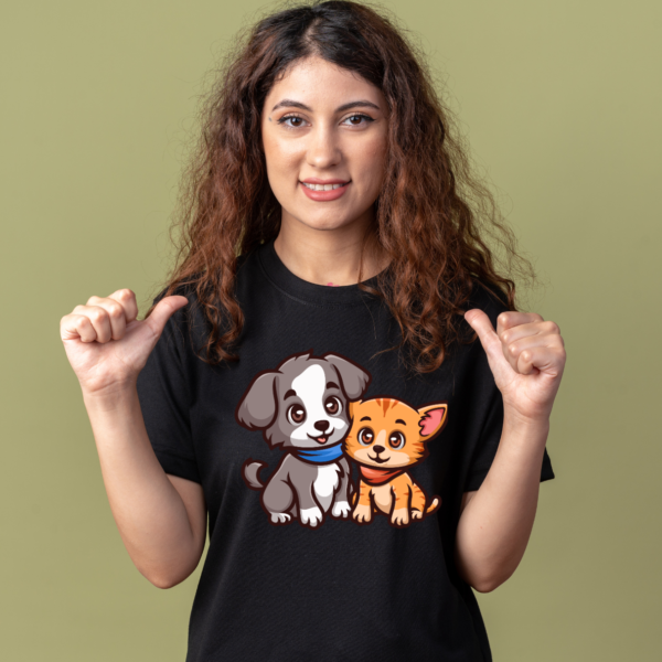 Urbida Pet lover Women Supima Cotton Graphic Printed Premium Black T-shirt - Image 2