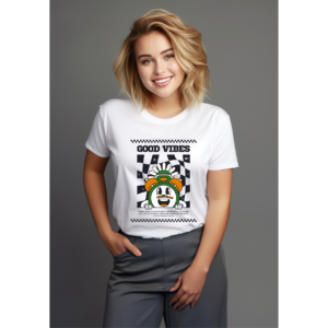 Urbida Retro Style Graphic Supima Cotton premium T-shirt white Top For Women