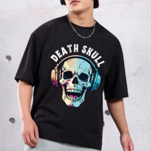 URBIDA Men Wild Edition Skull Theme Graphic Printed Premium Cotton Oversized T-shirt