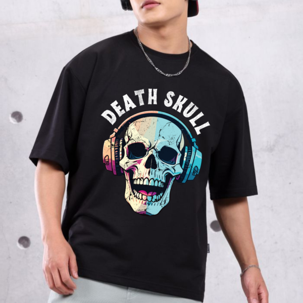 URBIDA Men Wild Edition Skull Theme Graphic Printed Premium Cotton Oversized T-shirt
