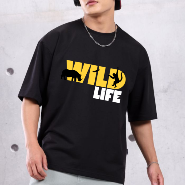 URBIDA Men Typography Wild edition Cool Graphic Classic Oversized T-shirt - Image 2