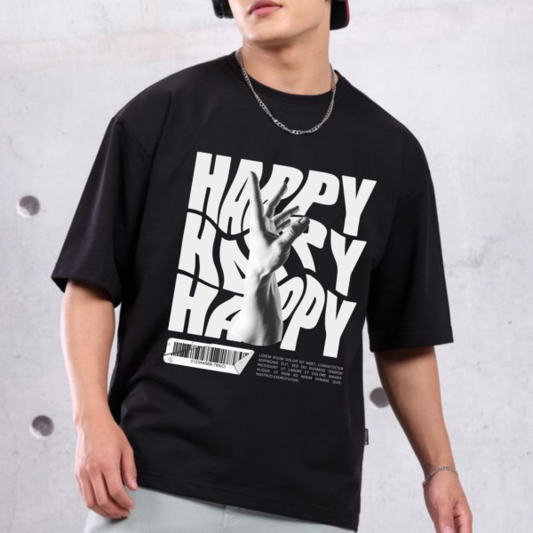 Men Premium Cotton black Drop shoulder Baggy Retro T-shirt