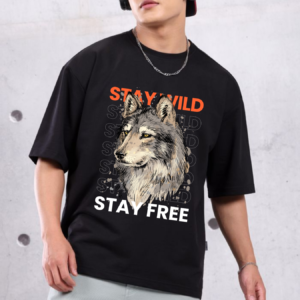 URBIDA Men Wild Edition Wolf Graphic Printed cool Oversized T-shirt
