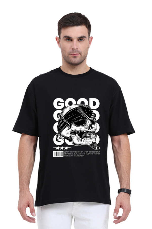 Men Vintage Edition Skull Graphic Printed Premium Cotton Oversized T-shirt - Image 6