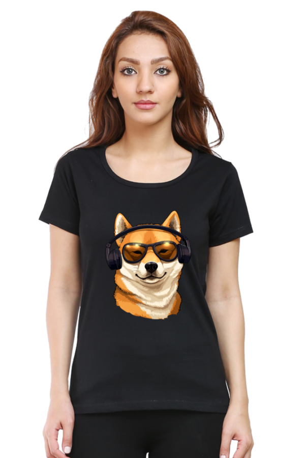 Pet lover Women Supima Cotton Graphic Dog Printed Premium Black T-shirt - Image 9