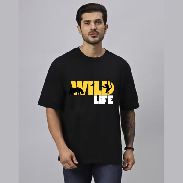URBIDA Men Typography Wild edition Cool Graphic Classic Oversized T-shirt - Image 3