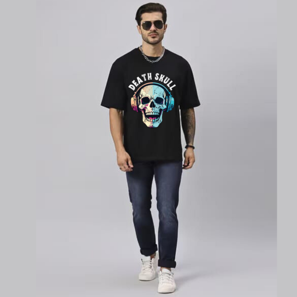 URBIDA Men Wild Edition Skull Theme Graphic Printed Premium Cotton Oversized T-shirt - Image 4