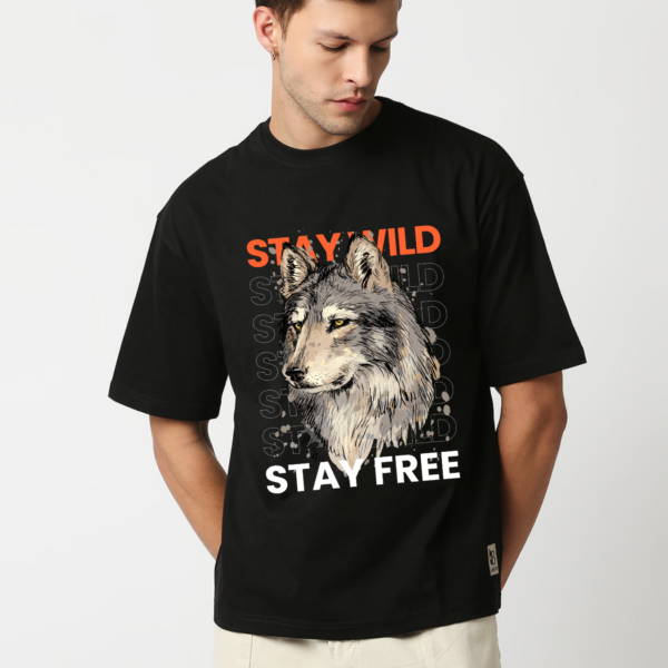 URBIDA Men Wild Edition Wolf Graphic Printed cool Oversized T-shirt - Image 3