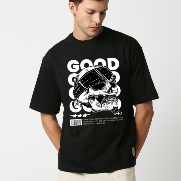 Men Vintage Edition Skull Graphic Printed Premium Cotton Oversized T-shirt - Image 4