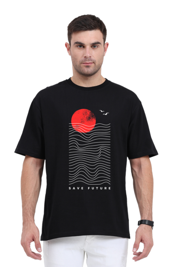 URBIDA Men Drop Shoulder Japanese  Retro Theme Graphic Printed Oversized Black T-shirt - Image 7