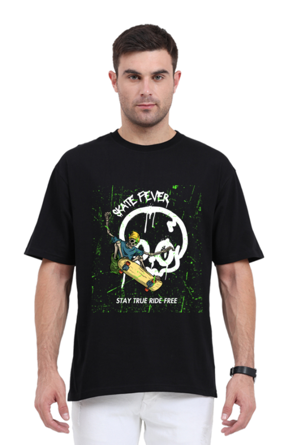 URBIDA Men Drop Shoulder  Retro Skull Theme  Printed Oversized Black Street-wear Premium T-shirt - Image 6