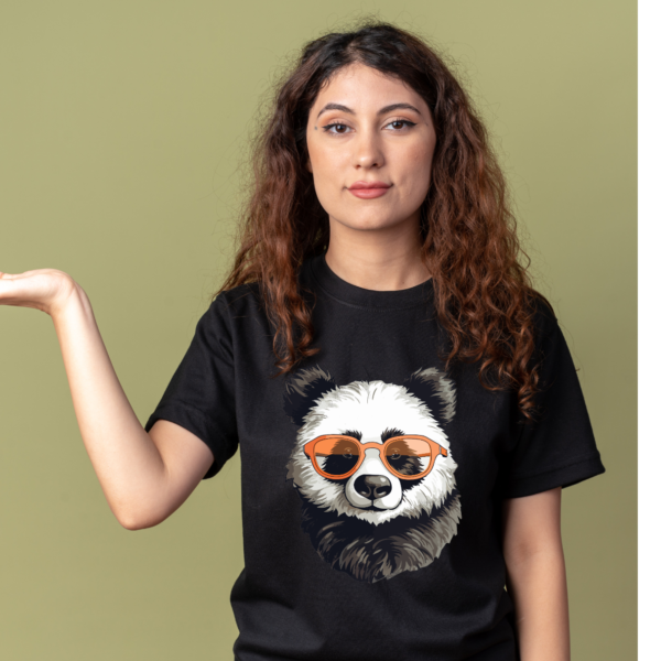 Pet lover Women Supima Cotton cute Panda Graphic Printed Premium Black T-shirt - Image 6