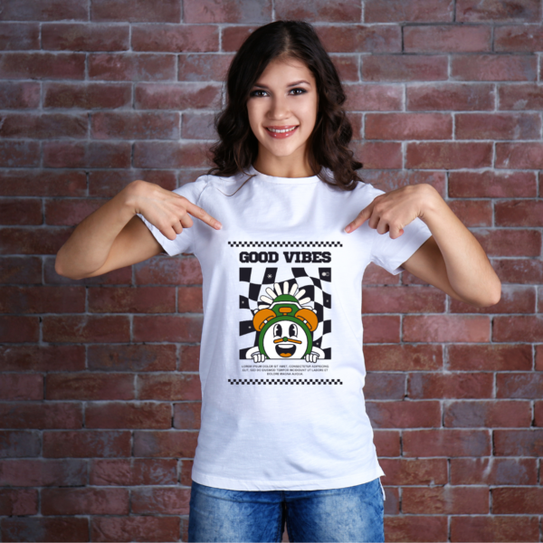 Urbida Retro theme Graphic Supima Cotton premium T-shirt White Top For Women - Image 4