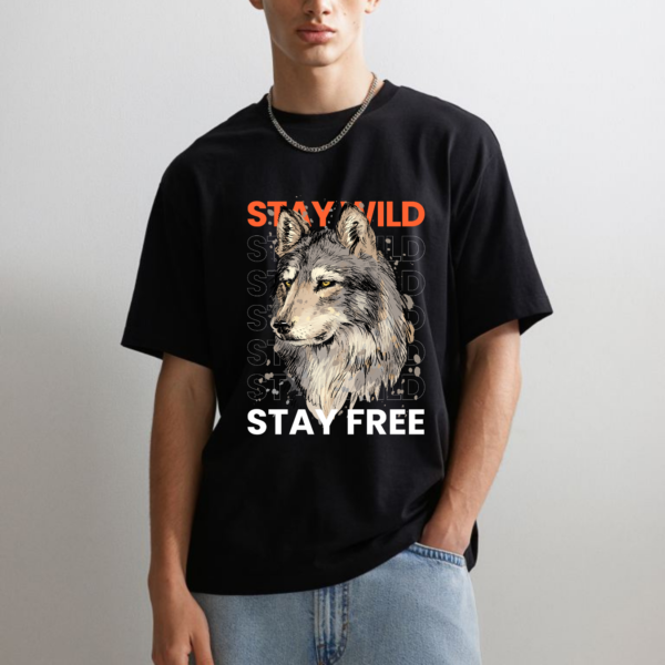 URBIDA Men Wild Edition Wolf Graphic Printed cool Oversized T-shirt - Image 4