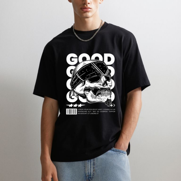 Men Vintage Edition Skull Graphic Printed Premium Cotton Oversized T-shirt - Image 5