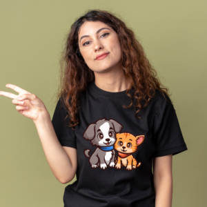 Urbida Pet lover Women Supima Cotton Graphic Printed Premium Black T-shirt Top