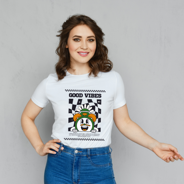 Urbida Retro theme Graphic Supima Cotton premium T-shirt White Top For Women - Image 7