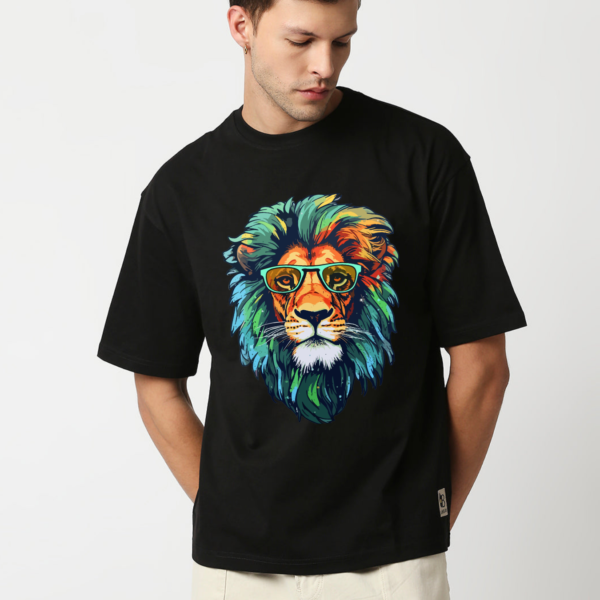 URBIDA Men Wild Edition Lion Theme Graphic Printed Premium Cotton Oversized T-shirt - Image 7