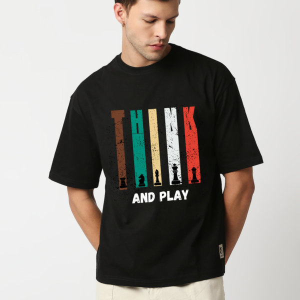 URBIDA Vintage Chess theme Printed Black Oversized  Pure cotton T-shirt for Men - Image 6