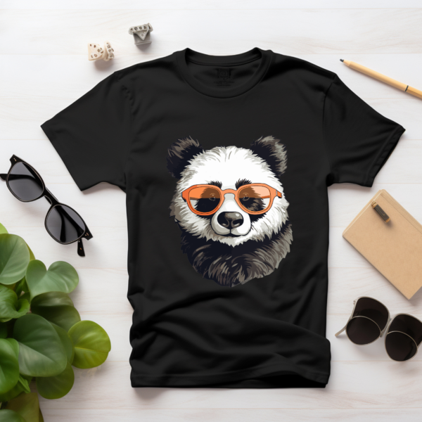 Pet lover Women Supima Cotton cute Panda Graphic Printed Premium Black T-shirt - Image 7