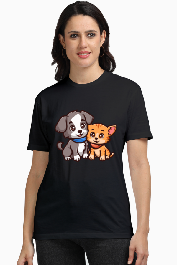 Urbida Pet lover Women Supima Cotton Graphic Printed Premium Black T-shirt - Image 10