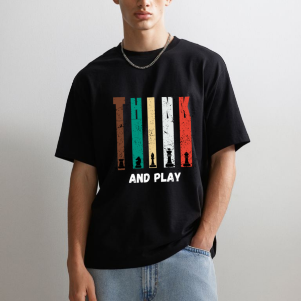 URBIDA Vintage Chess theme Printed Black Oversized  Pure cotton T-shirt for Men - Image 8