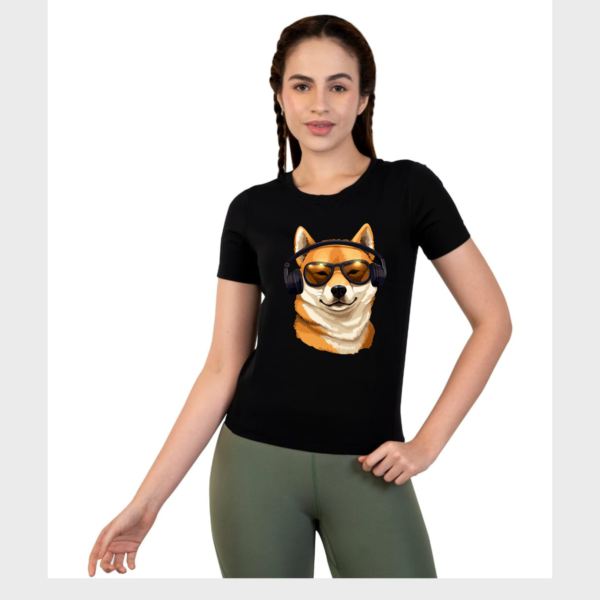 Pet lover Women Supima Cotton Graphic Dog Printed Premium Black T-shirt - Image 7