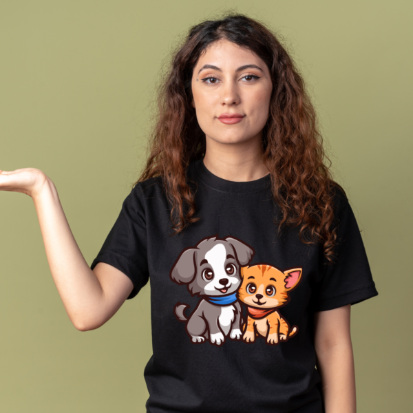 Urbida Pet lover Women Supima Cotton Graphic Printed Premium Black T-shirt - Image 6