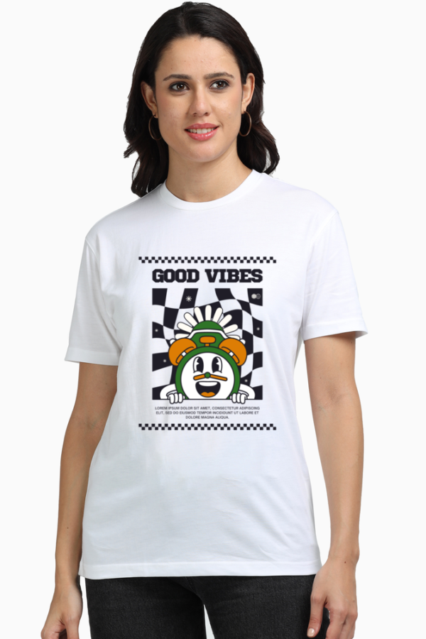 Urbida Retro theme Graphic Supima Cotton premium T-shirt White Top For Women - Image 6