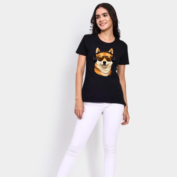 Pet lover Women Supima Cotton Graphic Dog Printed Premium Black T-shirt - Image 8