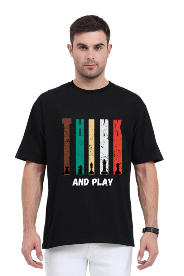 URBIDA Vintage Chess theme Printed Black Oversized  Pure cotton T-shirt for Men - Image 7