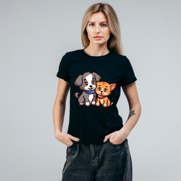 Urbida Pet lover Women Supima Cotton Graphic Printed Premium Black T-shirt - Image 8