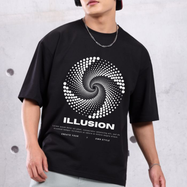 URBIDA illustration illusion Graphic Printed Pure 100% Cotton Oversize T-shirt for Men - Image 2