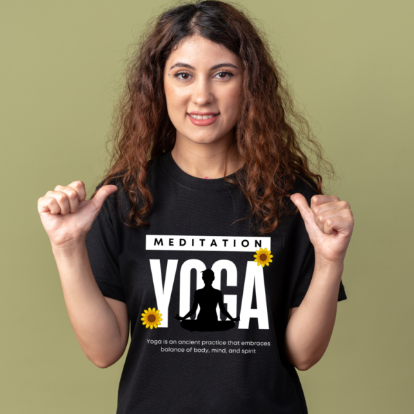 URBIDA motivational Yoga Theme Graphic Printed Premium Supima Cotton T-shirt for Women - Image 2