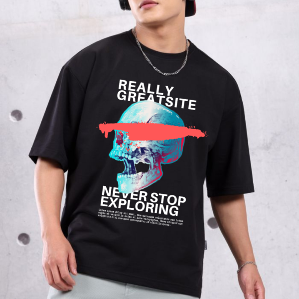 URBIDA Retro Theme Graphic Printed Pure Cotton Oversize T-shirt - Image 2