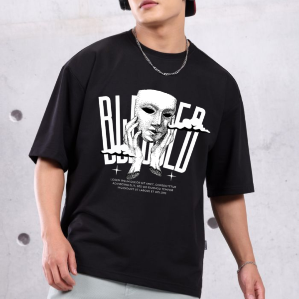 URBIDA Vintage mask Theme Graphic Printed Pure 100% Cotton Oversize T-shirt - Image 2