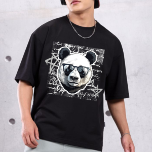 URBIDA Men Wild Edition Panda Theme Graphic Printed Oversized T-shirt