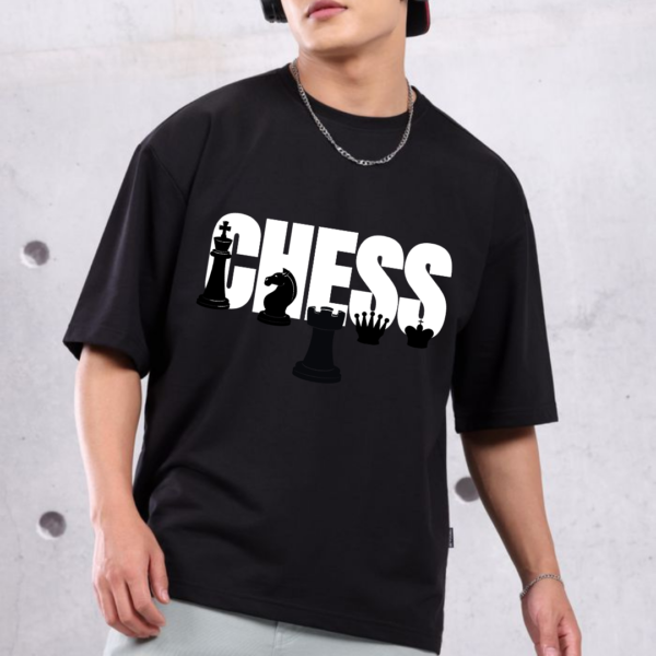 URBIDA Retro Chess lover Theme Graphic Printed Pure Cotton Oversize T-shirt - Image 2