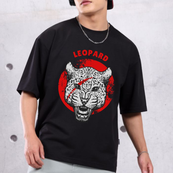 URBIDA Men Wild Edition Leopard Theme Graphic Printed Oversized T-shirt - Image 2