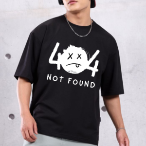 Urbida Illustrative Not Found Theme Premium Oversize Black Tshirt