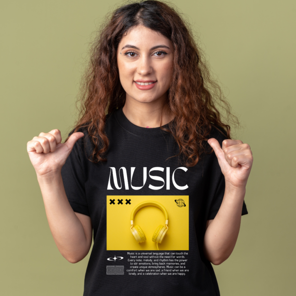URBIDA Retro Theme Music Lover Graphic Printed Supima Tshirt - Image 2
