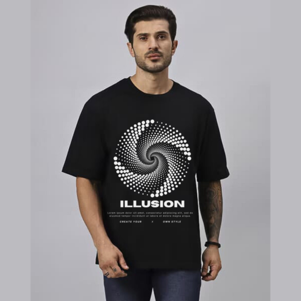 URBIDA illustration illusion Graphic Printed Pure 100% Cotton Oversize T-shirt for Men - Image 3