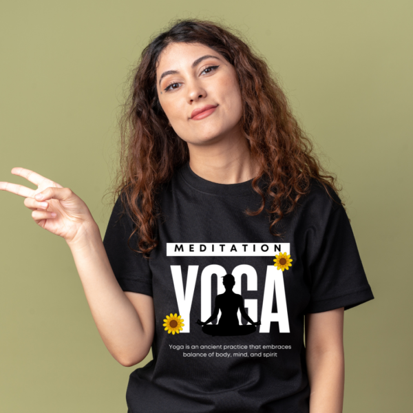 URBIDA motivational Yoga Theme Graphic Printed Premium Supima Cotton T-shirt for Women - Image 3